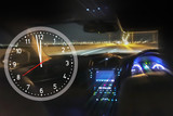 Fototapeta Mapy - Insurance business blurry image growth data background with atmosphere of doze off drive moving very fast speed car at night may cause accident.