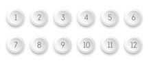 Circle 3d Icon Set With Number Bullet Point From 1 To 12. 