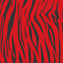 Animal Print, Zebra Skin Texture, Animal Wildlife Background, Tribal Ornament, Vector Illustration Isolated On Red Background.