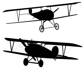 Sticker - Vector biplanes silhouettes