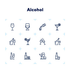 Canvas Print - Alcoholic drinks line icon set. Cocktail, wine, strong drink. Alcohol concept. Can be used for topics like restaurant, bar, celebration, party