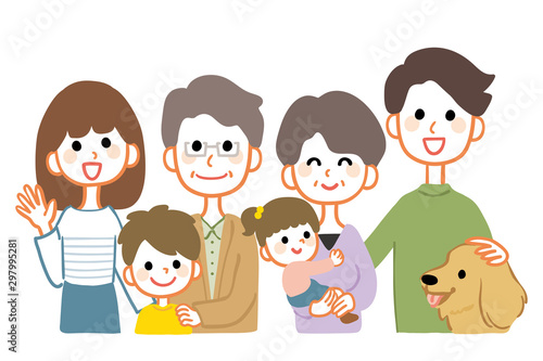 三世代家族集合ペット上半身stock Vector Adobe Stock 三世代家族集合ペット上半身stock Vector Adobe Stock