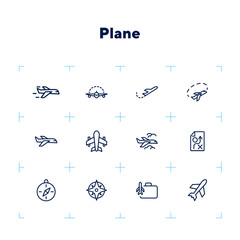 Wall Mural - Plane line icon set. Jet, aircraft, flight. Travel concept. Can be used for topics like transport, trip, journey