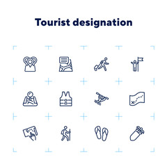 Poster - Tourist designation icon set.Travel concept. Vector illustration can be used for topics like cruise, journey, holiday