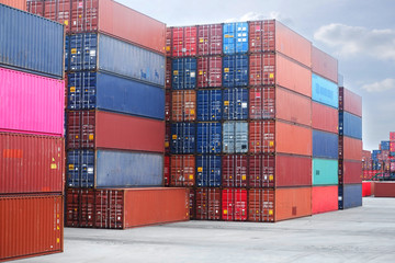 Container stacks in ships waiting to be imported and exported