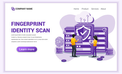 Wall Mural - fingerprint recognition technology concept. a man and woman try access to the server with fingerprin