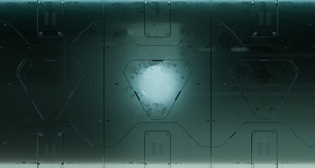 3d render sci-fi metal panel surfaces. future background with complex forms and shapes. technology i