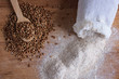 White buckwheat flour with white cotton