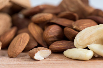 Wall Mural - Almond nuts with white milk macro