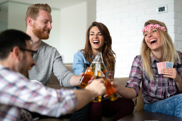 Wall Mural - Group of friends relaxing, having fun and hanging out together