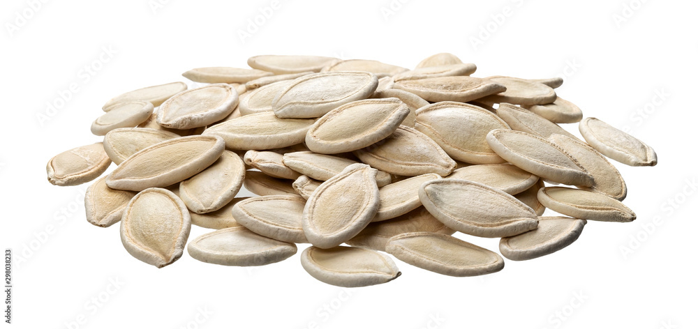 Pumpkin seeds isolated on white background with clipping path - obrazy, fototapety, plakaty 