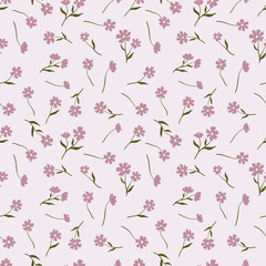 Wall Mural - Cute ditsy floral seamless pattern, hand drawn lovely flowers, great for textiles, wrapping, banners, wallpapers - vector surface design