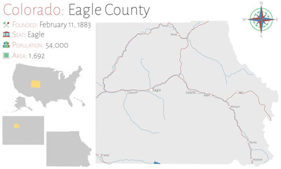  Large and detailed map of Eagle county in Colorado, USA