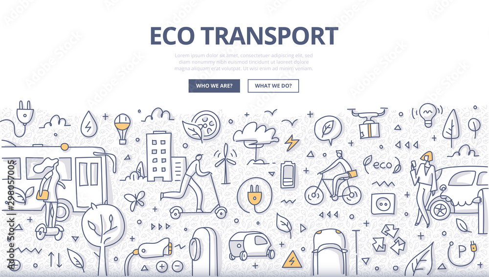 Eco Transport Doodle Concept - obrazy, fototapety, plakaty 