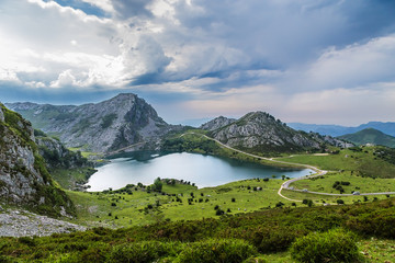 Covadonga, Spain. Picturesque Lake Enol