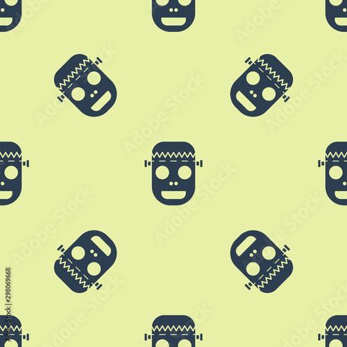Download Blue Zombie Mask Icon Isolated Seamless Pattern On Yellow Background Happy Halloween Party Vector Illustration Buy This Stock Vector And Explore Similar Vectors At Adobe Stock Adobe Stock PSD Mockup Templates
