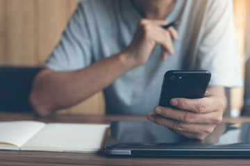 Poster - Man using smartphone