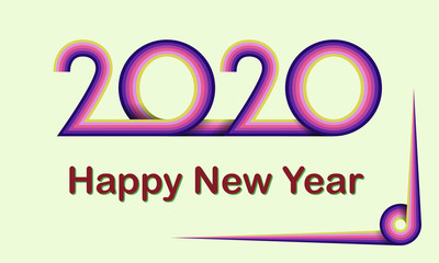 Poster - 2020 Happy New Year Retro template calendar design