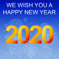 Poster - 2020 Happy New Year template calendar in blue colors