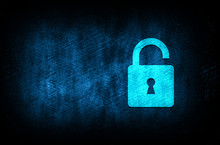 Padlock Open Icon Abstract Blue Background Illustration Digital Texture Design Concept