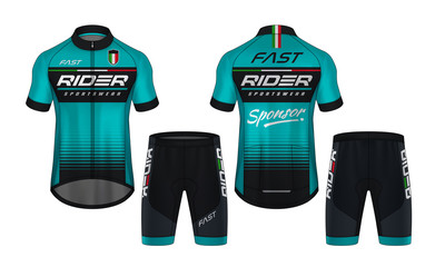 Cycling Jerseys mockup,t-shirt sport design template,uniform for bicycle apparel.