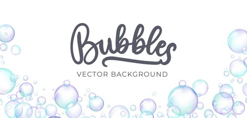 festive iridescent foam bubbles with rainbow reflection vector illustration. transparent soap balls 