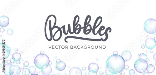 Fotomural Festive iridescent foam bubbles with rainbow reflection vector illustration