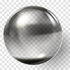 Wall Mural - Realistic black glass ball. Transparent black sphere