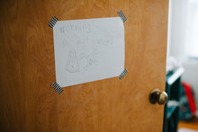 Child's Warning Sign On Door
