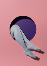 Woman Legs Going Out Of A Circle