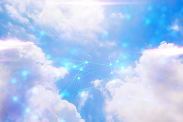 Wall Mural - cloud storage, server online network, data roaming, ai machine deep learning, hacker to security pri
