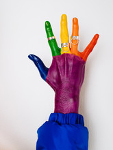 Crop Female Multicolored Hand In Rings