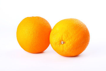 2 citrus orange on white background closeup.