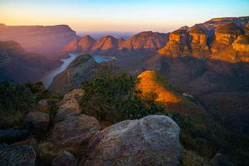 Wall Mural - three rondavels and blyde river canyon at sunset, south africa 69