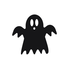 Wall Mural - Ghost icon, creepy horror character for halloween isolated on white background. Vector illustration