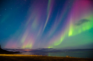 colorful northern lights in iceland