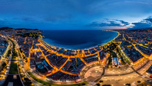 Panoramic Aerial View Of Nice During The Night, France