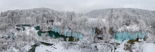 Aerial View Of The Plitvice Lakes National Park In Winter, Croatia