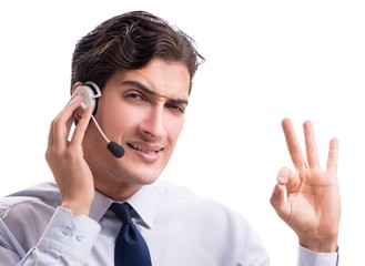 The man with headset isolated on white background