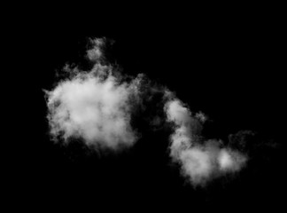 white clouds isolated on black background