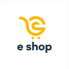 Letter e Online Shop Logo vector