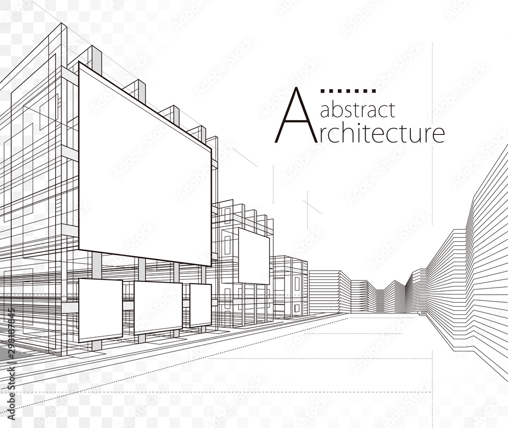 3D illustration architecture building construction abstract design  background. Stock Vector | Adobe Stock, image size:1000x844