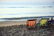 © tharathip - Sunrise view in the morning at the beach with Seaside lounge chair