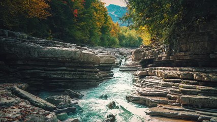 4k uhd cinemagraph / seamless video loop of the mountain river taugl in austria, close to mozart bir