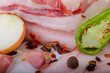 © Юлия Олейник - Pork belly fresh with spices macro photography pig meat