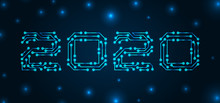 Text 2020 Made In Circuit Texture, Banner For Happy New Year