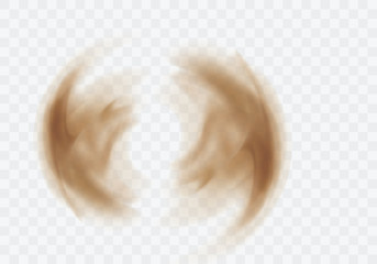 Wall Mural - desert sandstorm, brown dusty twisted or swirling cloud banner or dry sand flying with gust of wind,