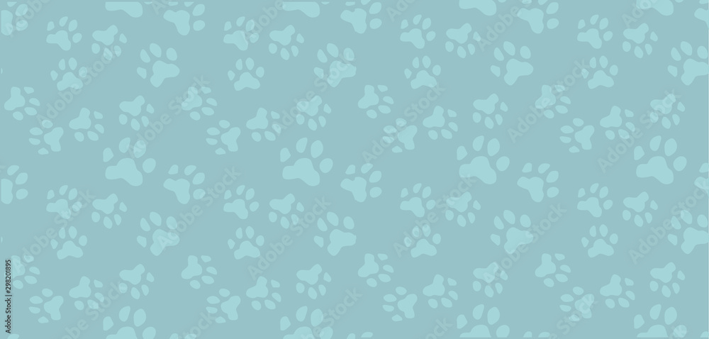 Seamless pattern.Traces from paws cats,dogs, household Pets.Nice vector illustration.Spectacular pastel colors.Design of websites,postcards,signs,web pages, pet stores.Vector illustration. - obrazy, fototapety, plakaty 