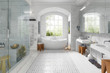 canvas print picture - Renovation of an old building bathroom - 3d visualization