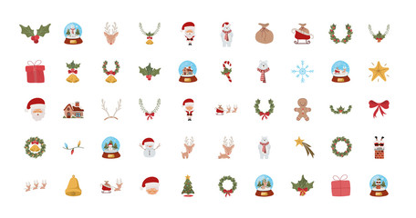 Wall Mural - bundle of christmas set icons